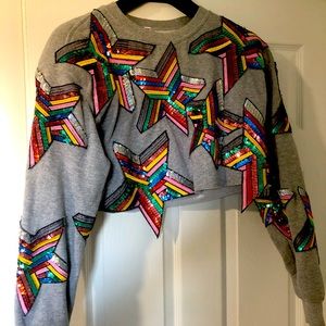 Multi-Color Sequin Crop Swearshirt